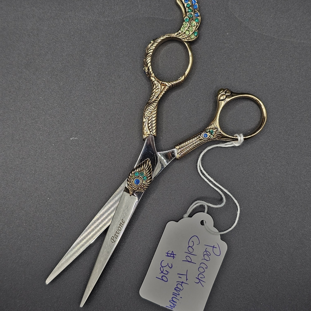 Peacock Gold Titanium Trimming Scissors full Of Crystals
